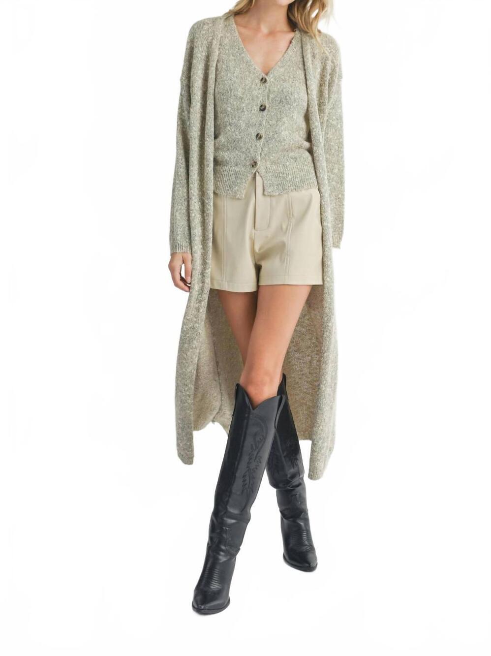 NEW SADIE & SAGE phoenix long open cardigan in taupe multi